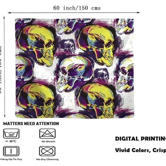 Yeacun Trippy Colorful Skull Tapestry Psychedelic Cool Tapestries and Picture - Picture 6 of 6